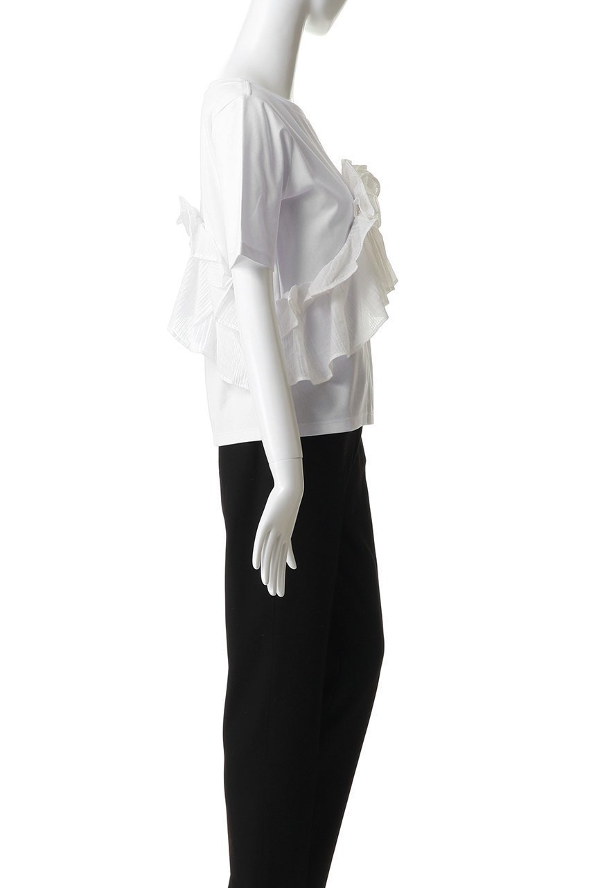 【ミディウミソリッド/MIDIUMISOLID】のShift Frill Tee Tシャツ 人気、トレンドファッション・服の通販 founy(ファニー) 　ファッション　Fashion　レディースファッション　Fashion for Women　トップス・カットソー　Cut & Sew Tops　シャツ・ブラウス・オフィスカジュアル　Elegant Blouses & Button-Ups　ロングTシャツ・Tシャツ　Longline T-Shirts & Tees　カットソー・ベーシックTシャツ　Cut-and-Sewn Tops / Stretch Tees & Basics　おすすめ　Recommended / Our Picks　イレギュラー　Irregular Design　コンパクト　Compact, Small Size　ショート　Short, Short Length　ジャケット　Jacket, Outerwear　スリーブ　Sleeve, Long Sleeve / Short Sleeve　フリル　Frill, Ruffle　新作・新入荷　New Arrivals / New In　other-3|ID: prp329100004942512 ipo3291000000037095548