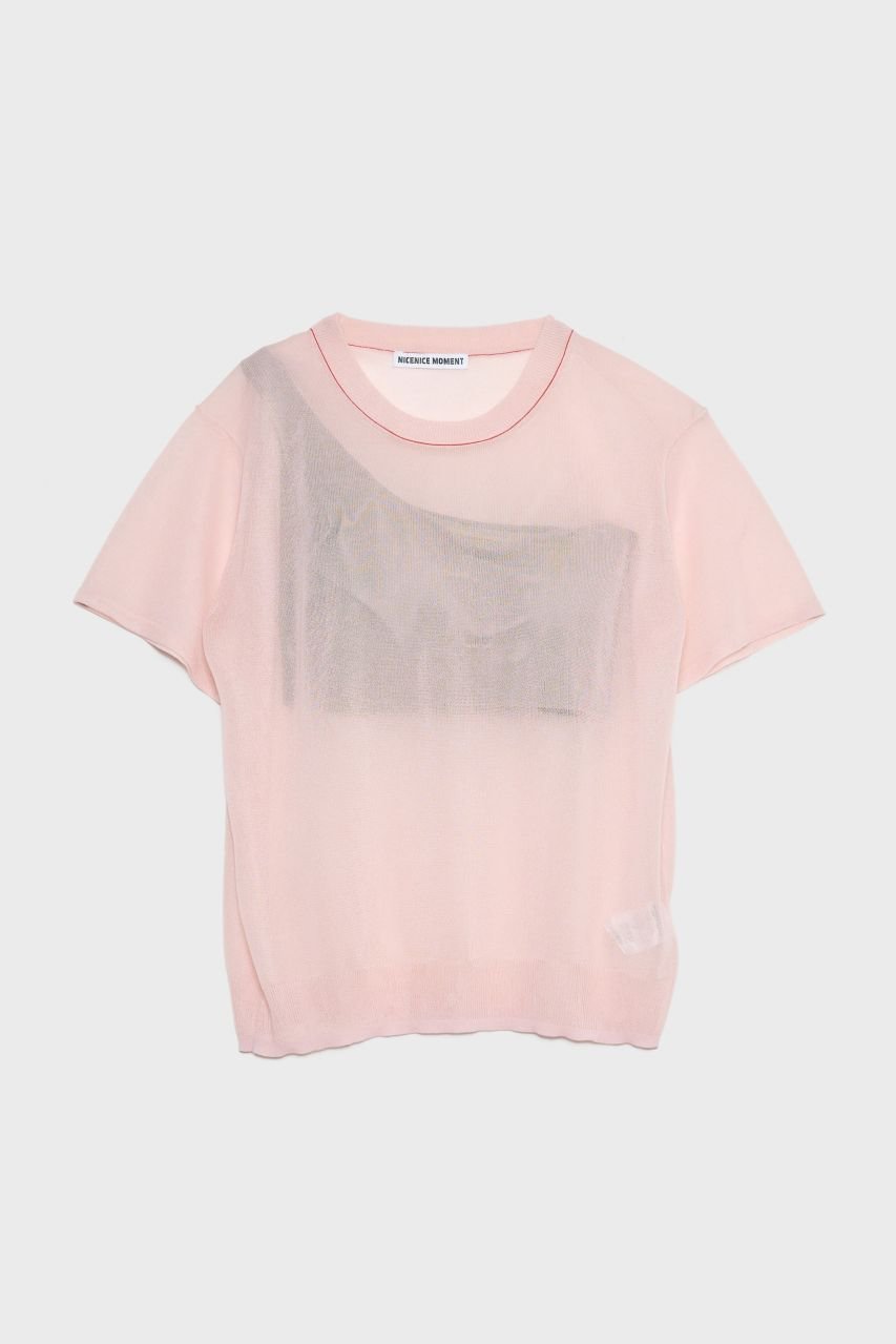 【ナイスナイスモーメント/NICENICE MOMENT】のシアー Tシャツ コンボ(3Dカップ付き) インテリア・キッズ・メンズ・レディースファッション・服の通販 founy(ファニー) 　ファッション　Fashion　レディースファッション　Fashion for Women　トップス・カットソー　Cut & Sew Tops　ニット　Knit Tops & Sweaters　シャツ・ブラウス・オフィスカジュアル　Elegant Blouses & Button-Ups　ロングTシャツ・Tシャツ　Longline T-Shirts & Tees　カジュアルプルオーバー・ニットトップス　Pullovers & Knit Tops / Casual Pullovers　インナー　Innerwear　シアー　Sheer, See-Through　ショルダー　Shoulder, Shoulder Strap　シルク　Silk, 100% Silk　ワイヤー　Wire, Wired Bra　新作・新入荷　New Arrivals / New In　ベイビーピンク|ID: prp329100004942528 ipo3291000000037095655