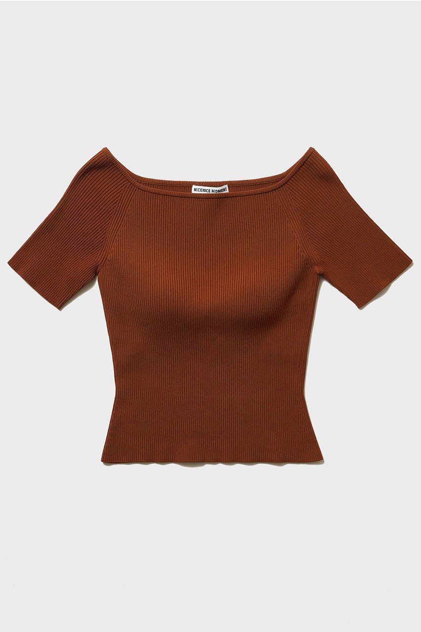 【ナイスナイスモーメント/NICENICE MOMENT】のオープン ショルダー シェル(不織布カップ付き) インテリア・キッズ・メンズ・レディースファッション・服の通販 founy(ファニー) 　ファッション　Fashion　レディースファッション　Fashion for Women　トップス・カットソー　Cut & Sew Tops　ニット　Knit Tops & Sweaters　カジュアルプルオーバー・ニットトップス　Pullovers & Knit Tops / Casual Pullovers　インナー　Innerwear　ショルダー　Shoulder, Shoulder Strap　デコルテ　Décolleté, Neckline　フィット　Fit, Slim Fit　新作・新入荷　New Arrivals / New In　シダーブラウン|ID: prp329100004942533 ipo3291000000037095680