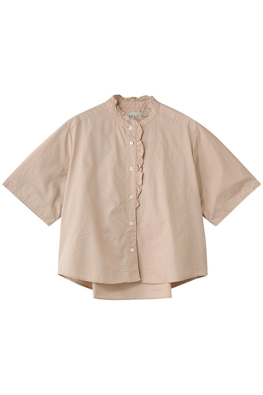 【ミディウミ/MidiUmi】のh/s front half frill shirt シャツ インテリア・キッズ・メンズ・レディースファッション・服の通販 founy(ファニー) 　ファッション　Fashion　レディースファッション　Fashion for Women　トップス・カットソー　Cut & Sew Tops　シャツ・ブラウス・オフィスカジュアル　Elegant Blouses & Button-Ups　おすすめ　Recommended / Our Picks　クロップド　Cropped, Short Length　ショート　Short, Short Length　ジャケット　Jacket, Outerwear　スタンド　Stand Collar, Upright Stand　スリーブ　Sleeve, Long Sleeve / Short Sleeve　トレンド　Trend, Trending Now　フリル　Frill, Ruffle　新作・新入荷　New Arrivals / New In　pink|ID: prp329100004942540 ipo3291000000037095729