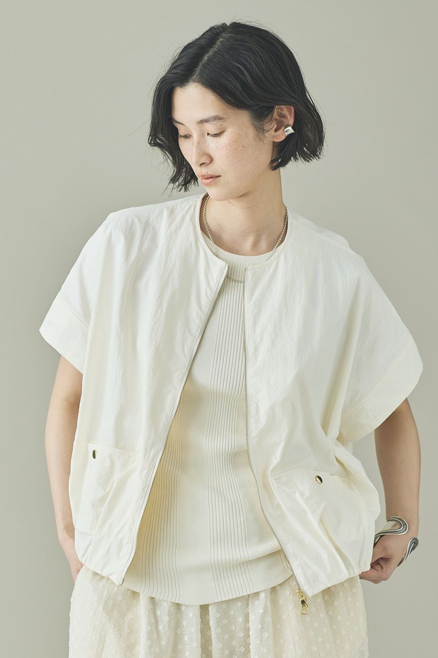 【カレンソロジー/Curensology】のタスランジップブラウス 人気、トレンドファッション・服の通販 founy(ファニー) 　ファッション　Fashion　レディースファッション　Fashion for Women　トップス・カットソー　Cut & Sew Tops　シャツ・ブラウス・オフィスカジュアル　Elegant Blouses & Button-Ups　ギャザー　Gathered, Ruffled　サテン　Satin, Glossy Fabric　ショート　Short, Short Length　ジップ　Zip, Zipper　スリーブ　Sleeve, Long Sleeve / Short Sleeve　バランス　Balance, Style Balance　ブルゾン　Blouson, Bomber Jacket　ワッシャー　Washer, Crinkled Finish　再入荷　Restock / Back in Stock　夏　Summer　日本製　Made In Japan　 other-1|ID: prp329100004942574 ipo3291000000037095946