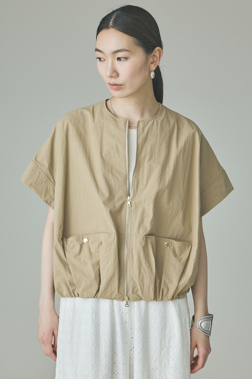 【カレンソロジー/Curensology】のタスランジップブラウス 人気、トレンドファッション・服の通販 founy(ファニー) 　ファッション　Fashion　レディースファッション　Fashion for Women　トップス・カットソー　Cut & Sew Tops　シャツ・ブラウス・オフィスカジュアル　Elegant Blouses & Button-Ups　ギャザー　Gathered, Ruffled　サテン　Satin, Glossy Fabric　ショート　Short, Short Length　ジップ　Zip, Zipper　スリーブ　Sleeve, Long Sleeve / Short Sleeve　バランス　Balance, Style Balance　ブルゾン　Blouson, Bomber Jacket　ワッシャー　Washer, Crinkled Finish　再入荷　Restock / Back in Stock　夏　Summer　日本製　Made In Japan　other-2|ID: prp329100004942574 ipo3291000000037095950