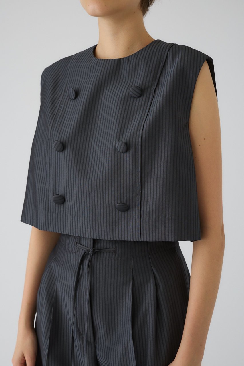 【リムアーク/RIM.ARK】の【5/1 10:00販売開始】Mannish vest like tops/トップス 人気、トレンドファッション・服の通販 founy(ファニー) 　ファッション　Fashion　レディースファッション　Fashion for Women　アウター　Coat / Outerwear Collection　トップス・カットソー　Cut & Sew Tops　シャツ・ブラウス・オフィスカジュアル　Elegant Blouses & Button-Ups　ベスト&ジレ / 重ね着スタイル　Vests & Gilets　ショート　Short, Short Length　ストライプ　Stripe, Striped Pattern　スリーブ　Sleeve, Long Sleeve / Short Sleeve　スーツ　Suit, Formalwear　セットアップ　Set-Up, Coordinated Outfit　エレガント 上品　Elegant　新作・新入荷　New Arrivals / New In　other-2|ID: prp329100004942602 ipo3291000000037096290