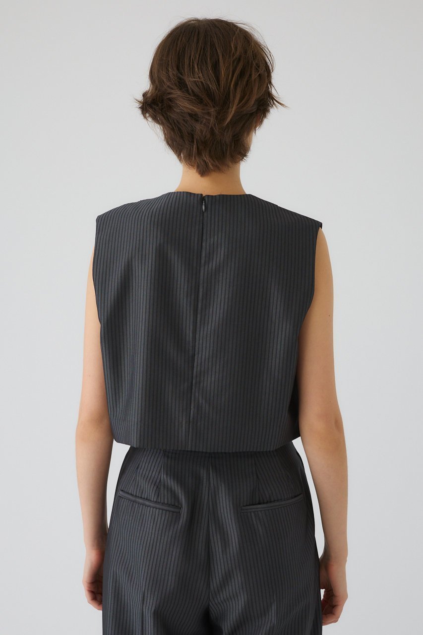 【リムアーク/RIM.ARK】の【5/1 10:00販売開始】Mannish vest like tops/トップス 人気、トレンドファッション・服の通販 founy(ファニー) 　ファッション　Fashion　レディースファッション　Fashion for Women　アウター　Coat / Outerwear Collection　トップス・カットソー　Cut & Sew Tops　シャツ・ブラウス・オフィスカジュアル　Elegant Blouses & Button-Ups　ベスト&ジレ / 重ね着スタイル　Vests & Gilets　ショート　Short, Short Length　ストライプ　Stripe, Striped Pattern　スリーブ　Sleeve, Long Sleeve / Short Sleeve　スーツ　Suit, Formalwear　セットアップ　Set-Up, Coordinated Outfit　エレガント 上品　Elegant　新作・新入荷　New Arrivals / New In　other-4|ID: prp329100004942602 ipo3291000000037096292