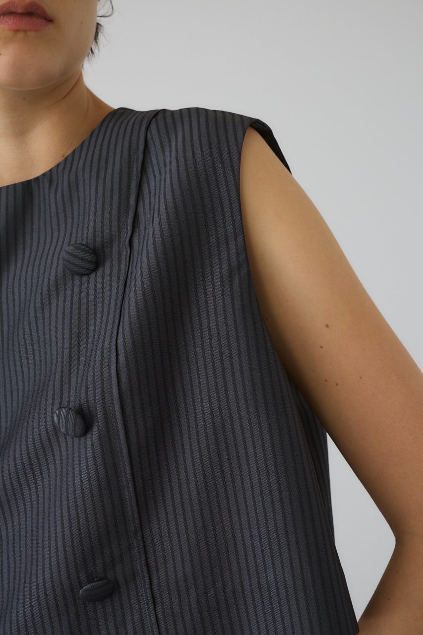 【リムアーク/RIM.ARK】の【5/1 10:00販売開始】Mannish vest like tops/トップス 人気、トレンドファッション・服の通販 founy(ファニー) 　ファッション　Fashion　レディースファッション　Fashion for Women　アウター　Coat / Outerwear Collection　トップス・カットソー　Cut & Sew Tops　シャツ・ブラウス・オフィスカジュアル　Elegant Blouses & Button-Ups　ベスト&ジレ / 重ね着スタイル　Vests & Gilets　ショート　Short, Short Length　ストライプ　Stripe, Striped Pattern　スリーブ　Sleeve, Long Sleeve / Short Sleeve　スーツ　Suit, Formalwear　セットアップ　Set-Up, Coordinated Outfit　エレガント 上品　Elegant　新作・新入荷　New Arrivals / New In　other-7|ID: prp329100004942602 ipo3291000000037096295