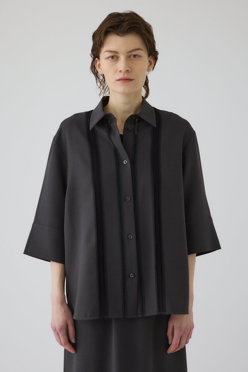 【リムアーク/RIM.ARK】の【5/1 10:00販売開始】Lace docking SH/シャツ 人気、トレンドファッション・服の通販 founy(ファニー) 　ファッション　Fashion　レディースファッション　Fashion for Women　トップス・カットソー　Cut & Sew Tops　シャツ・ブラウス・オフィスカジュアル　Elegant Blouses & Button-Ups　ショート　Short, Short Length　スタイリッシュ　Stylish, Fashionable　スラックス　Slacks, Dress Pants　スリーブ　Sleeve, Long Sleeve / Short Sleeve　スーツ　Suit, Formalwear　タンク　Tank Top, Sleeveless Top　ドッキング　Docking, Mixed Material　フロント　Front, Front Design　マニッシュ　Mannish, Boyish　レース　Lace, Lace Fabric　ワイド　Wide, Wide Fit　おすすめ　Recommended / Our Picks　新作・新入荷　New Arrivals / New In　other-3|ID: prp329100004942603 ipo3291000000037096302