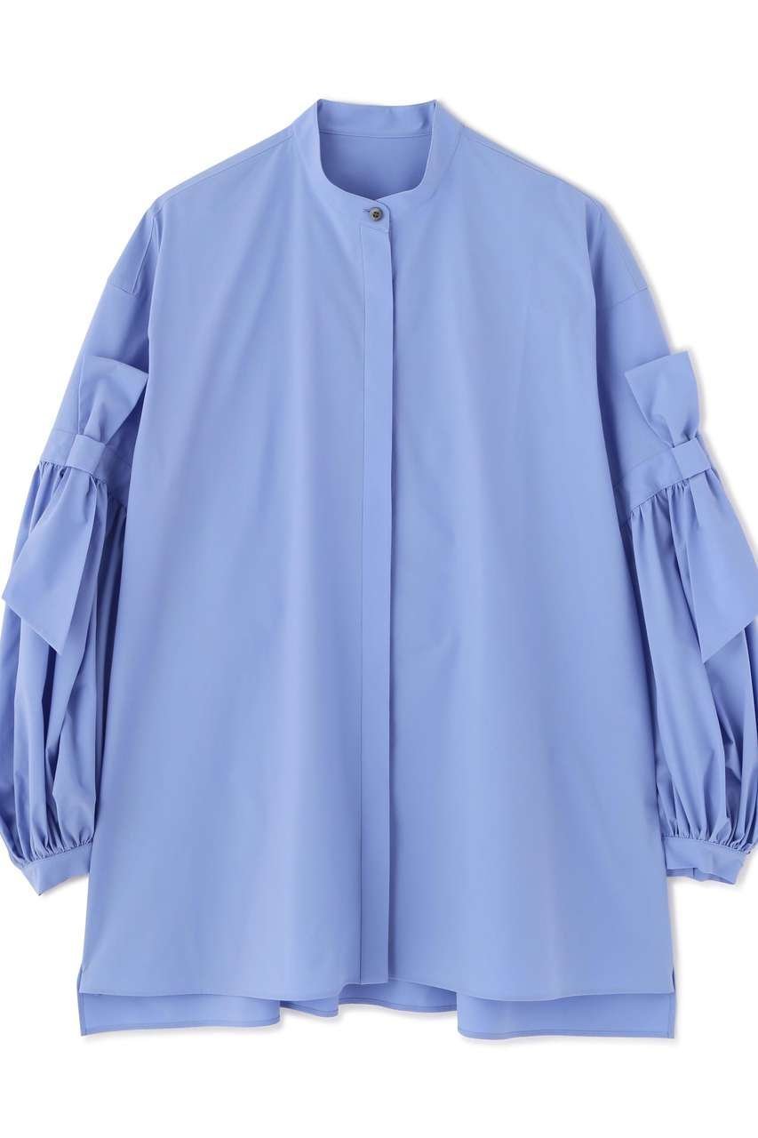 【ル フィル/LE PHIL】のSOLOTEXブロードリボンブラウス インテリア・キッズ・メンズ・レディースファッション・服の通販 founy(ファニー) 　ファッション　Fashion　レディースファッション　Fashion for Women　トップス・カットソー　Cut & Sew Tops　シャツ・ブラウス・オフィスカジュアル　Elegant Blouses & Button-Ups　シンプル　Simple, Minimal　スタンダード　Standard, Basic　スリーブ　Sleeve, Long Sleeve / Short Sleeve　ドレープ　Drape, Draping Fabric　定番　Standard, Basic Item　バランス　Balance, Style Balance　フェミニン　Feminine, Girly　フォルム　Silhouette, Form　フロント　Front, Front Design　ミックス　Mix, Mixed Style　リボン　Ribbon, Bow　リラックス　Relax, Relaxed Fit　ロング　Long, Long-Length　新作・新入荷　New Arrivals / New In　ブルー|ID: prp329100004942606 ipo3291000000037096333