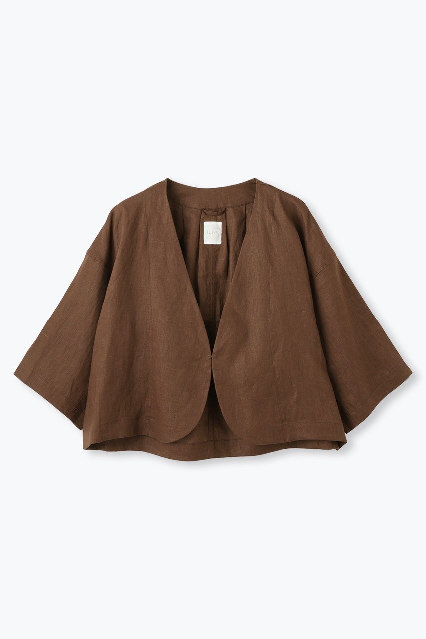 【レリル/lelill】のリネンタックボレロ インテリア・キッズ・メンズ・レディースファッション・服の通販 founy(ファニー) 　ファッション　Fashion　レディースファッション　Fashion for Women　アウター　Coat / Outerwear Collection　コート・ロングコート・ピーコート　Long Coats, Peacoats & More　ボレロ・ショート丈ジャケット / ドレス羽織りに　Boleros & Short Jackets　ショート　Short, Short Length　ジャケット　Jacket, Outerwear　ボレロ　Bolero, Short Cardigan　リネン　Linen, Linen Fabric　新作・新入荷　New Arrivals / New In　ブラウン|ID: prp329100004942622 ipo3291000000037096468