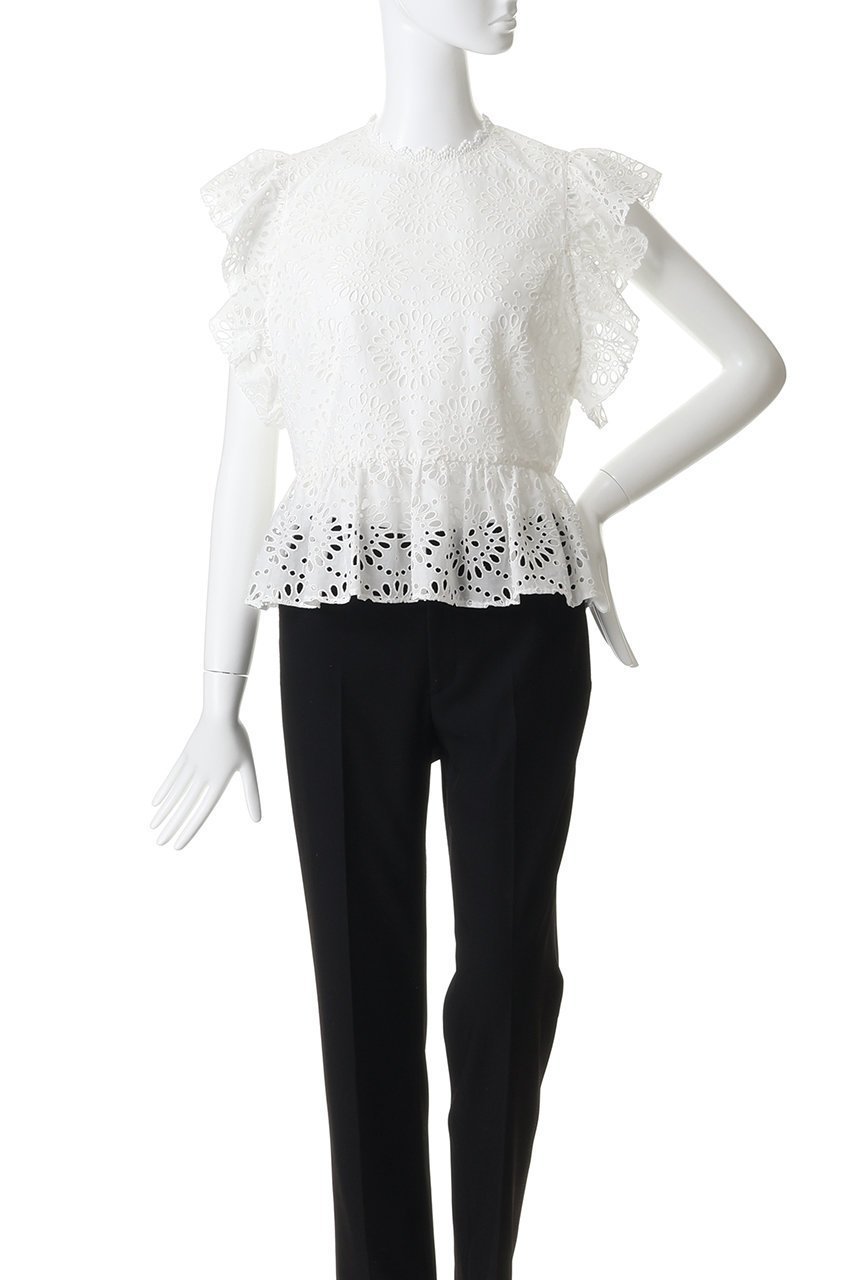 【その他のブランド/Other】のカットワークペプラム切り替えノースリーブラウス 人気、トレンドファッション・服の通販 founy(ファニー) 　ファッション　Fashion　レディースファッション　Fashion for Women　トップス・カットソー　Cut & Sew Tops　キャミソール&ノースリーブ　Camisoles & Sleeveless Tops　シャツ・ブラウス・オフィスカジュアル　Elegant Blouses & Button-Ups　おすすめ　Recommended / Our Picks　ギャザー　Gathered, Ruffled　セットアップ　Set-Up, Coordinated Outfit　ノースリーブ　Sleeveless, No-Sleeve　ペプラム　Peplum, Flared Hem　新作・新入荷　New Arrivals / New In　other-2|ID: prp329100004942642 ipo3291000000037096623