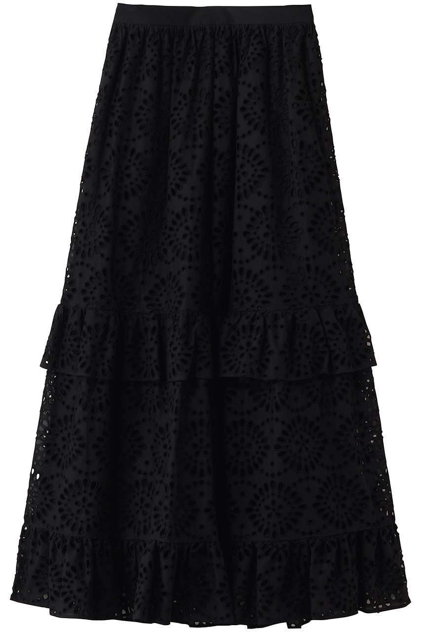 【その他のブランド/Other】のカットワーク ティアードスカート インテリア・キッズ・メンズ・レディースファッション・服の通販 founy(ファニー) 　ファッション　Fashion　レディースファッション　Fashion for Women　スカート　Skirts　ティアードスカート　Tiered Skirts　ロングスカート　Long Skirts / Maxi & Midi Skirts　おすすめ　Recommended / Our Picks　ギャザー　Gathered, Ruffled　サンダル　Sandals, Summer Shoes　ティアード　Tiered, Tiered Style　ティアードスカート　Tiered Skirt, Flounced Skirt　フェミニン　Feminine, Girly　フリル　Frill, Ruffle　フロント　Front, Front Design　ロング　Long, Long-Length　ワーク　Workwear, Utility Style　新作・新入荷　New Arrivals / New In　ブラック|ID: prp329100004942643 ipo3291000000037096628