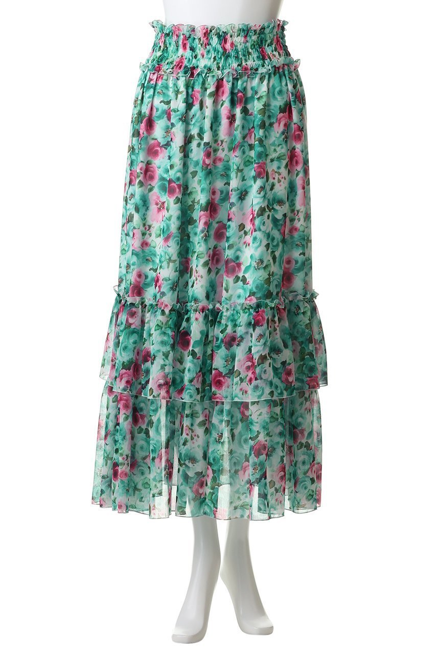 【その他のブランド/Other】のフラワー柄 ティアードスカート 人気、トレンドファッション・服の通販 founy(ファニー) 　ファッション　Fashion　レディースファッション　Fashion for Women　スカート　Skirts　ティアードスカート　Tiered Skirts　ロングスカート　Long Skirts / Maxi & Midi Skirts　コレクション　Collection, Seasonal Line　ティアードスカート　Tiered Skirt, Flounced Skirt　ドレープ　Drape, Draping Fabric　フラワー　Flower, Floral　プリント　Print, Printed Pattern　ロング　Long, Long-Length　エレガント 上品　Elegant　新作・新入荷　New Arrivals / New In　other-2|ID: prp329100004942647 ipo3291000000037096659