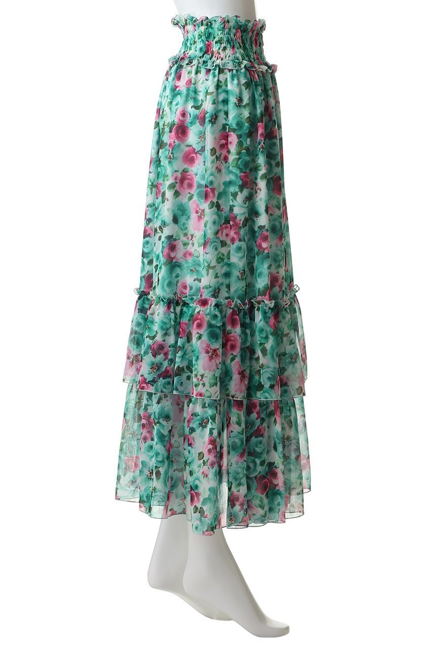 【その他のブランド/Other】のフラワー柄 ティアードスカート 人気、トレンドファッション・服の通販 founy(ファニー) 　ファッション　Fashion　レディースファッション　Fashion for Women　スカート　Skirts　ティアードスカート　Tiered Skirts　ロングスカート　Long Skirts / Maxi & Midi Skirts　コレクション　Collection, Seasonal Line　ティアードスカート　Tiered Skirt, Flounced Skirt　ドレープ　Drape, Draping Fabric　フラワー　Flower, Floral　プリント　Print, Printed Pattern　ロング　Long, Long-Length　エレガント 上品　Elegant　新作・新入荷　New Arrivals / New In　other-3|ID: prp329100004942647 ipo3291000000037096660