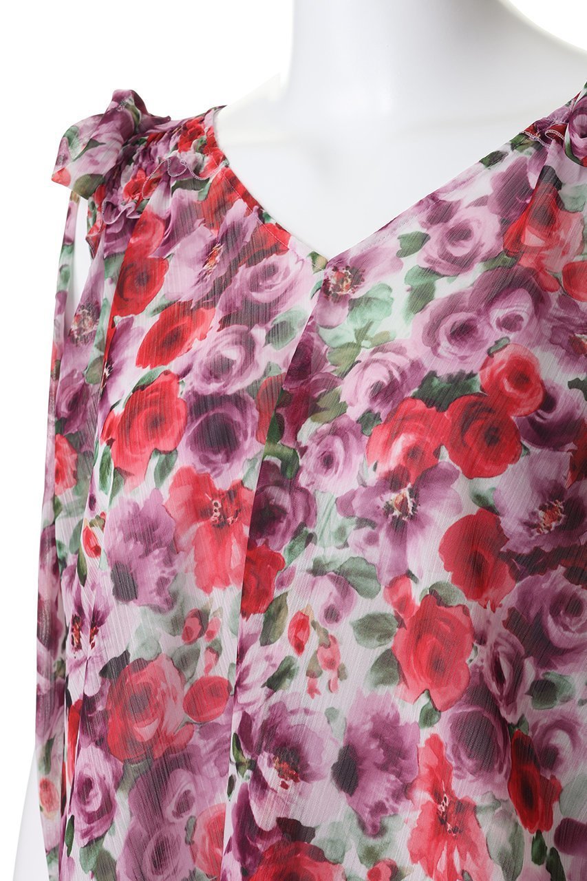 【その他のブランド/Other】のフラワー柄 ショルダーリボン ブラウス 人気、トレンドファッション・服の通販 founy(ファニー) 　ファッション　Fashion　レディースファッション　Fashion for Women　トップス・カットソー　Cut & Sew Tops　シャツ・ブラウス・オフィスカジュアル　Elegant Blouses & Button-Ups　おすすめ　Recommended / Our Picks　イタリア　Italy　コレクション　Collection, Seasonal Line　シャーリング　Shirring, Ruched　ショルダー　Shoulder, Shoulder Strap　ショート　Short, Short Length　スリーブ　Sleeve, Long Sleeve / Short Sleeve　ティアード　Tiered, Tiered Style　デコルテ　Décolleté, Neckline　ドレープ　Drape, Draping Fabric　フラワー　Flower, Floral　プリント　Print, Printed Pattern　リボン　Ribbon, Bow　新作・新入荷　New Arrivals / New In　other-5|ID: prp329100004942648 ipo3291000000037096671