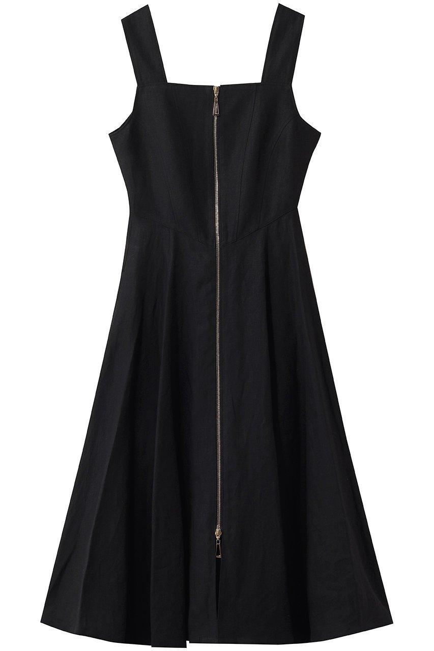 【その他のブランド/Other】のリネン ZIPワンピース インテリア・キッズ・メンズ・レディースファッション・服の通販 founy(ファニー) 　ファッション　Fashion　レディースファッション　Fashion for Women　ワンピース　Dresses　チュニック　Tunic Tops & Dresses　カットソー　Cut and Sewn Top　チュニック　Tunic, Long Top　フィット　Fit, Slim Fit　フレア　Flare, Flared　フロント　Front, Front Design　メタル　Metal, Metal Parts　リネン　Linen, Linen Fabric　ロング　Long, Long-Length　新作・新入荷　New Arrivals / New In　ブラック|ID: prp329100004942650 ipo3291000000037096684