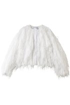 【その他のブランド/Other】のフリンジジャカード ノーカラーブルゾン 人気、トレンドファッション・服の通販 founy(ファニー) ファッション Fashion レディースファッション Fashion for Women アウター Coat / Outerwear Collection レディースジャケット・軽アウター Jackets ブルゾンジャケット・スポーティアウター Blouson Jackets オーガンジー Organza Fabric シルク Silk, 100% Silk ジャカード／ジャガード Jacquard, Woven Pattern ジャケット Jacket, Outerwear タイトスカート Pencil Skirt, Tight Skirt フリンジ Fringe, Tassel フロント Front, Front Design ブルゾン Blouson, Bomber Jacket エレガント 上品 Elegant 新作・新入荷 New Arrivals / New In 無地 Plain, Solid Color thumbnail ホワイト|ID: prp329100004942651 ipo3291000000037096691