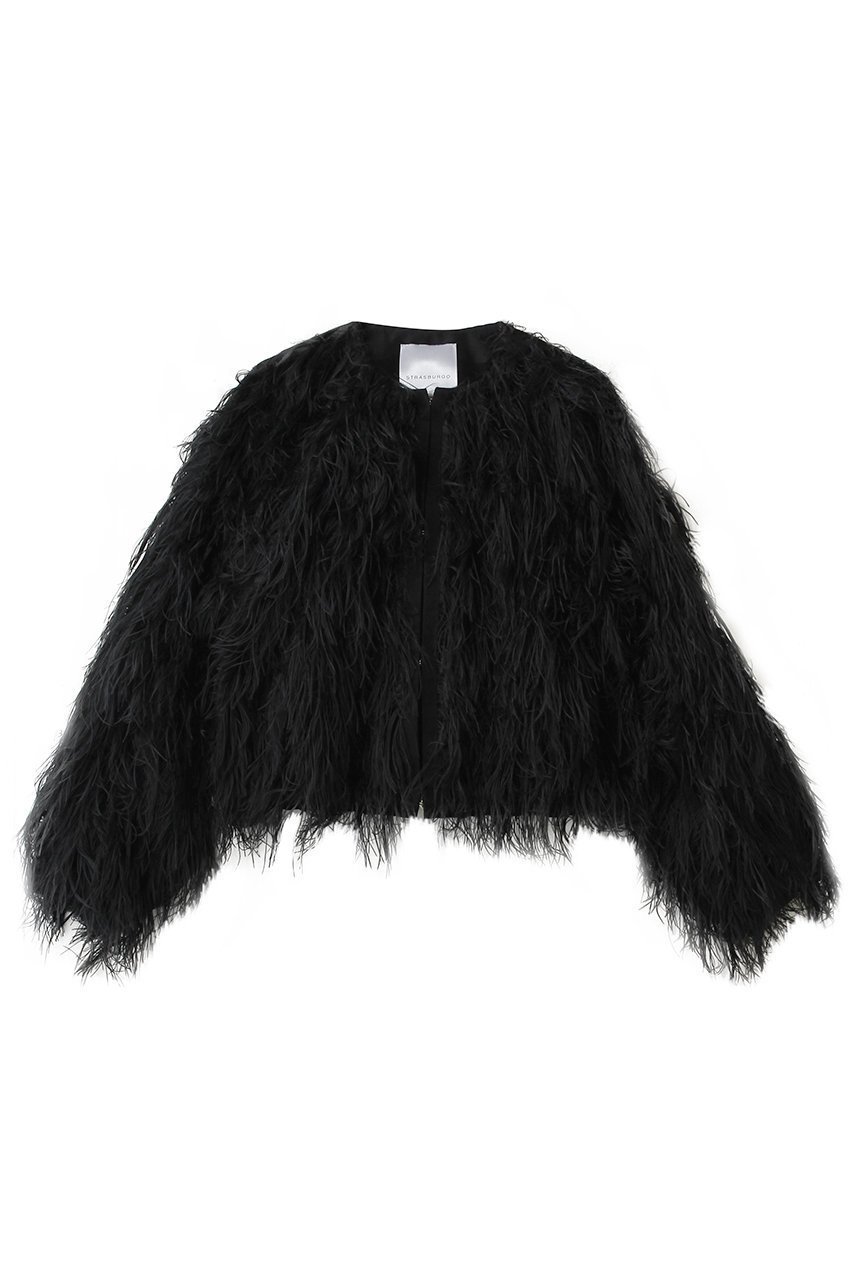 【その他のブランド/Other】のフリンジジャカード ノーカラーブルゾン インテリア・キッズ・メンズ・レディースファッション・服の通販 founy(ファニー) 　ファッション　Fashion　レディースファッション　Fashion for Women　アウター　Coat / Outerwear Collection　レディースジャケット・軽アウター　Jackets　ブルゾンジャケット・スポーティアウター　Blouson Jackets　オーガンジー　Organza Fabric　シルク　Silk, 100% Silk　ジャカード／ジャガード　Jacquard, Woven Pattern　ジャケット　Jacket, Outerwear　タイトスカート　Pencil Skirt, Tight Skirt　フリンジ　Fringe, Tassel　フロント　Front, Front Design　ブルゾン　Blouson, Bomber Jacket　エレガント 上品　Elegant　新作・新入荷　New Arrivals / New In　無地　Plain, Solid Color　ブラック|ID: prp329100004942651 ipo3291000000037096692