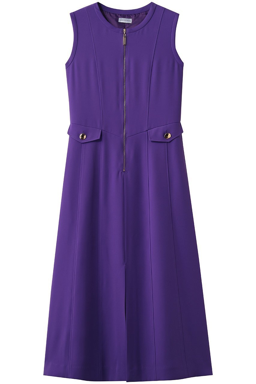 【その他のブランド/Other】のジョーゼット ノースリーブワンピース インテリア・キッズ・メンズ・レディースファッション・服の通販 founy(ファニー) 　ファッション　Fashion　レディースファッション　Fashion for Women　ワンピース　Dresses　チュニック　Tunic Tops & Dresses　コンパクト　Compact, Small Size　シンプル　Simple, Minimal　ジョーゼット　Georgette, Semi-Sheer Fabric　スリット　Slit, Slit Detail　チュニック　Tunic, Long Top　デコルテ　Décolleté, Neckline　トレンド　Trend, Trending Now　ドレープ　Drape, Draping Fabric　ノースリーブ　Sleeveless, No-Sleeve　フロント　Front, Front Design　ポケット　Pocket, Pocket Detail　メタル　Metal, Metal Parts　ロング　Long, Long-Length　新作・新入荷　New Arrivals / New In　パープル|ID: prp329100004942656 ipo3291000000037096731