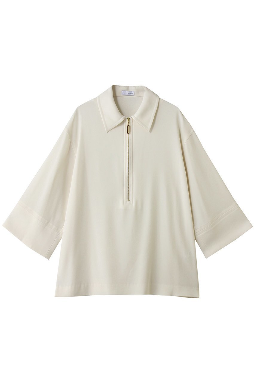 【その他のブランド/Other】のバックサテンジョーゼットフロントメタルファスナー襟付きプルオーバー 人気、トレンドファッション・服の通販 founy(ファニー) 　ファッション　Fashion　レディースファッション　Fashion for Women　トップス・カットソー　Cut & Sew Tops　シャツ・ブラウス・オフィスカジュアル　Elegant Blouses & Button-Ups　カジュアルプルオーバー・ニットトップス　Pullovers & Knit Tops / Casual Pullovers　バッグ　Bags　ショート　Short, Short Length　ストレッチ　Stretch, Stretchy Fabric　スリーブ　Sleeve, Long Sleeve / Short Sleeve　フロント　Front, Front Design　新作・新入荷　New Arrivals / New In　 other-1|ID: prp329100004942657 ipo3291000000037096739