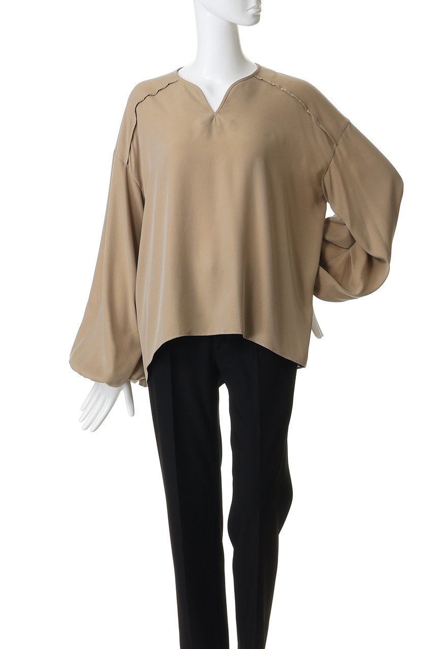 【その他のブランド/Other】の【CYCLAS】ギャザースリーブ スキッパーブラウス 人気、トレンドファッション・服の通販 founy(ファニー) 　ファッション　Fashion　レディースファッション　Fashion for Women　トップス・カットソー　Cut & Sew Tops　シャツ・ブラウス・オフィスカジュアル　Elegant Blouses & Button-Ups　ギャザー　Gathered, Ruffled　シンプル　Simple, Minimal　スキッパー　Skipper, Open Collar　スリーブ　Sleeve, Long Sleeve / Short Sleeve　センター　Center, Center Line　ロング　Long, Long-Length　新作・新入荷　New Arrivals / New In　other-2|ID: prp329100004942662 ipo3291000000037096778