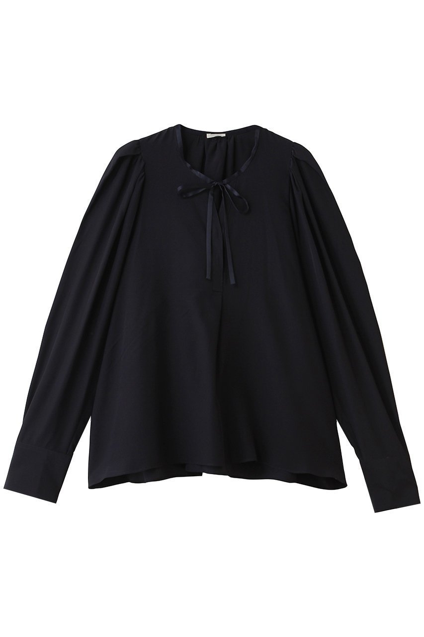 【その他のブランド/Other】の【CYCLAS】シルク ギャザーブラウス インテリア・キッズ・メンズ・レディースファッション・服の通販 founy(ファニー) 　ファッション　Fashion　レディースファッション　Fashion for Women　トップス・カットソー　Cut & Sew Tops　シャツ・ブラウス・オフィスカジュアル　Elegant Blouses & Button-Ups　おすすめ　Recommended / Our Picks　インナー　Innerwear　オケージョン　Occasion Wear　ギャザー　Gathered, Ruffled　クラシック　Classic, Timeless Style　コンパクト　Compact, Small Size　シルク　Silk, 100% Silk　ジャケット　Jacket, Outerwear　スリーブ　Sleeve, Long Sleeve / Short Sleeve　リボン　Ribbon, Bow　ロング　Long, Long-Length　ヴィンテージ　Vintage Style　エレガント 上品　Elegant　吸水　Absorbent, Quick-Dry　新作・新入荷　New Arrivals / New In　ネイビー|ID: prp329100004942663 ipo3291000000037096784