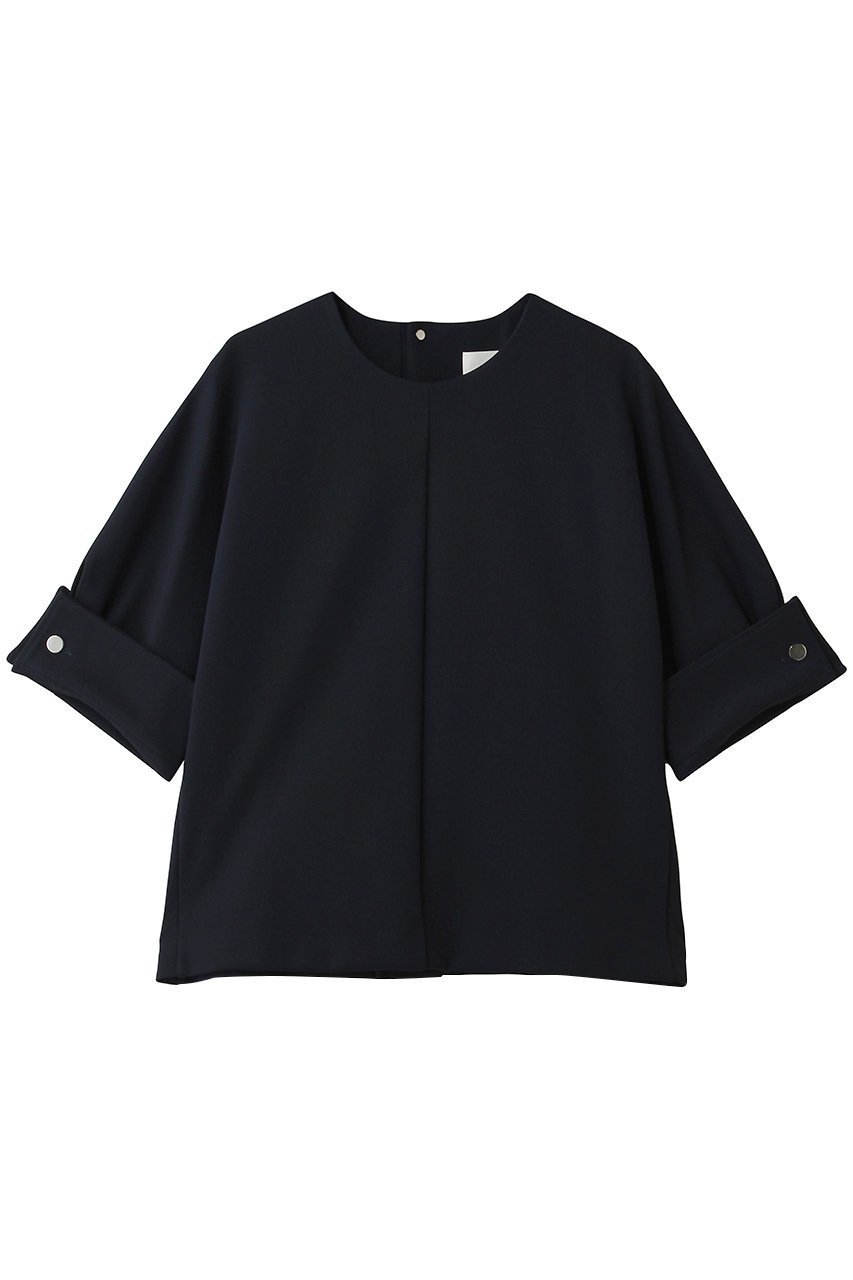 【その他のブランド/Other】の【CYCLAS】ポンチ ボタンカットソー インテリア・キッズ・メンズ・レディースファッション・服の通販 founy(ファニー) 　ファッション　Fashion　レディースファッション　Fashion for Women　トップス・カットソー　Cut & Sew Tops　シャツ・ブラウス・オフィスカジュアル　Elegant Blouses & Button-Ups　ロングTシャツ・Tシャツ　Longline T-Shirts & Tees　カットソー・ベーシックTシャツ　Cut-and-Sewn Tops / Stretch Tees & Basics　なめらか　Smooth, Silky Texture　カットソー　Cut and Sewn Top　カフス　Cuff Design　ショート　Short, Short Length　ストレッチ　Stretch, Stretchy Fabric　スリーブ　Sleeve, Long Sleeve / Short Sleeve　タイトスカート　Pencil Skirt, Tight Skirt　ダブル　Double, Double-Breasted　モダン　Modern, Contemporary　ワイド　Wide, Wide Fit　新作・新入荷　New Arrivals / New In　ネイビー|ID: prp329100004942672 ipo3291000000037096850