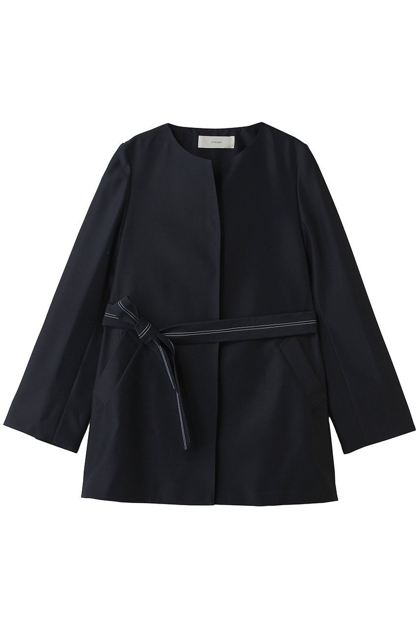 【その他のブランド/Other】の【CYCLAS】ウールシルクジャケット インテリア・キッズ・メンズ・レディースファッション・服の通販 founy(ファニー) 　ファッション　Fashion　レディースファッション　Fashion for Women　アウター　Coat / Outerwear Collection　コート・ロングコート・ピーコート　Long Coats, Peacoats & More　レディースジャケット・軽アウター　Jackets　ショート　Short, Short Length　シルク　Silk, 100% Silk　タフタ　Taffeta, Structured Fabric　フォルム　Silhouette, Form　ループ　Loop, Loop Knit　新作・新入荷　New Arrivals / New In　ネイビー|ID: prp329100004942683 ipo3291000000037096932
