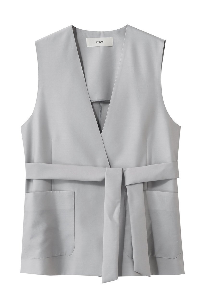 【その他のブランド/Other】の【CYCLAS】ウールシルク ジレ インテリア・キッズ・メンズ・レディースファッション・服の通販 founy(ファニー) 　ファッション　Fashion　レディースファッション　Fashion for Women　アウター　Coat / Outerwear Collection　レディースジャケット・軽アウター　Jackets　シルク　Silk, 100% Silk　シンプル　Simple, Minimal　ジャケット　Jacket, Outerwear　タフタ　Taffeta, Structured Fabric　フォルム　Silhouette, Form　ベスト　Vest, Waistcoat　ループ　Loop, Loop Knit　新作・新入荷　New Arrivals / New In　ライトグレー|ID: prp329100004942687 ipo3291000000037096970