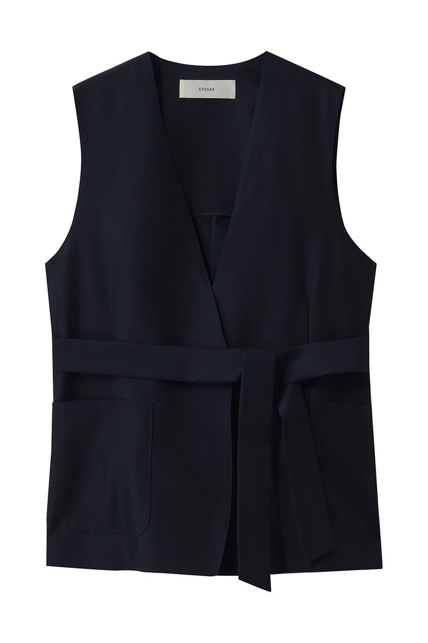 【その他のブランド/Other】の【CYCLAS】ウールシルク ジレ インテリア・キッズ・メンズ・レディースファッション・服の通販 founy(ファニー) 　ファッション　Fashion　レディースファッション　Fashion for Women　アウター　Coat / Outerwear Collection　レディースジャケット・軽アウター　Jackets　シルク　Silk, 100% Silk　シンプル　Simple, Minimal　ジャケット　Jacket, Outerwear　タフタ　Taffeta, Structured Fabric　フォルム　Silhouette, Form　ベスト　Vest, Waistcoat　ループ　Loop, Loop Knit　新作・新入荷　New Arrivals / New In　ネイビー|ID: prp329100004942687 ipo3291000000037096971