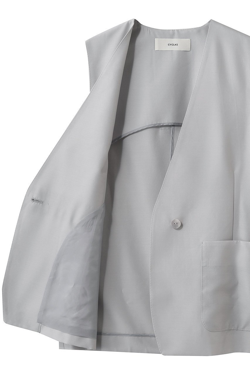 【その他のブランド/Other】の【CYCLAS】ウールシルク ジレ 人気、トレンドファッション・服の通販 founy(ファニー) 　ファッション　Fashion　レディースファッション　Fashion for Women　アウター　Coat / Outerwear Collection　レディースジャケット・軽アウター　Jackets　シルク　Silk, 100% Silk　シンプル　Simple, Minimal　ジャケット　Jacket, Outerwear　タフタ　Taffeta, Structured Fabric　フォルム　Silhouette, Form　ベスト　Vest, Waistcoat　ループ　Loop, Loop Knit　新作・新入荷　New Arrivals / New In　other-6|ID: prp329100004942687 ipo3291000000037096976