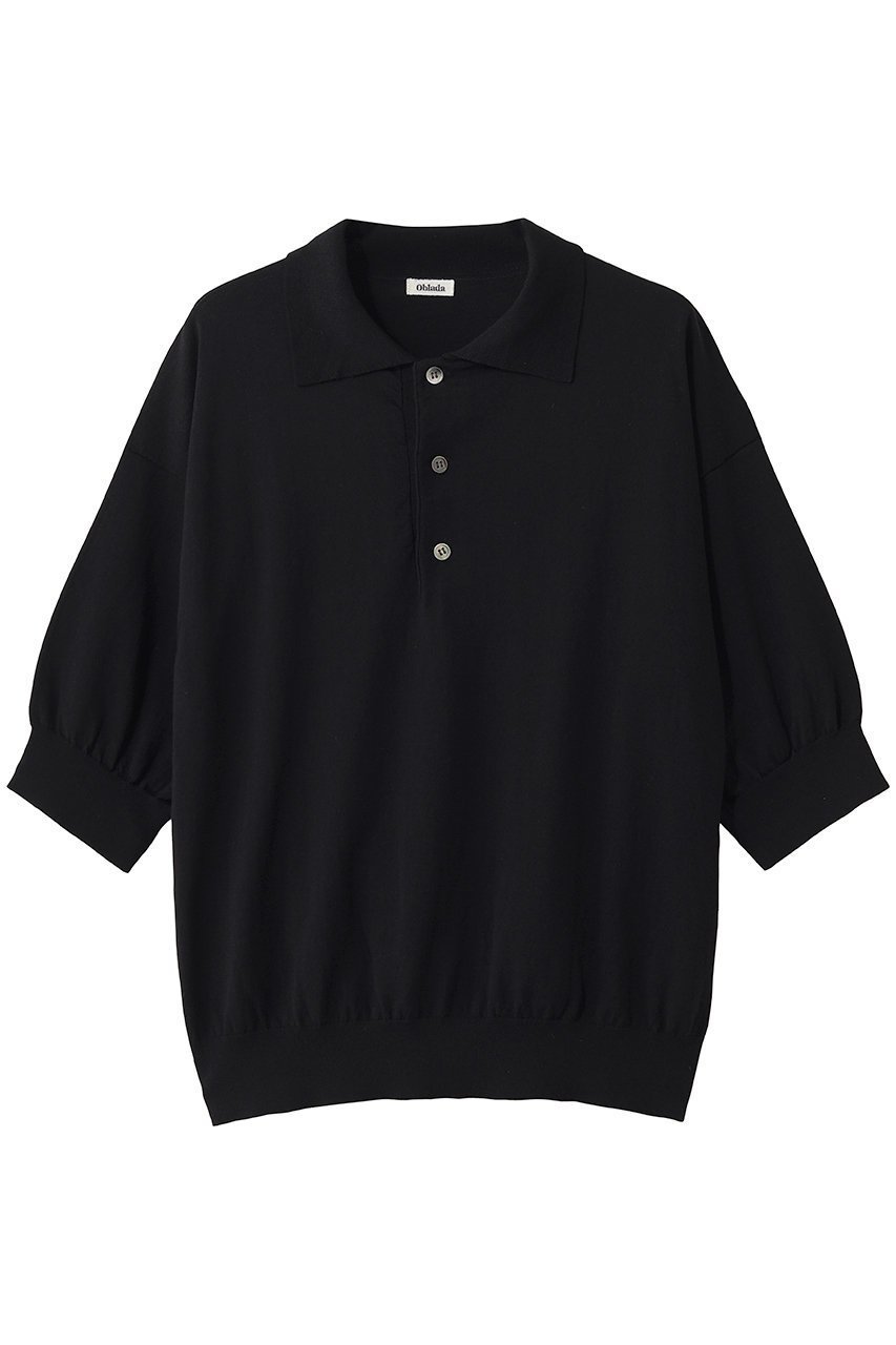【オブラダ/Oblada】のサマーヘンリーポロニット インテリア・キッズ・メンズ・レディースファッション・服の通販 founy(ファニー) 　ファッション　Fashion　レディースファッション　Fashion for Women　トップス・カットソー　Cut & Sew Tops　ニット　Knit Tops & Sweaters　カジュアルプルオーバー・ニットトップス　Pullovers & Knit Tops / Casual Pullovers　スポーティ　Sporty, Casual Athletic　フォルム　Silhouette, Form　エレガント 上品　Elegant　夏　Summer　新作・新入荷　New Arrivals / New In　ブラック|ID: prp329100004942693 ipo3291000000037097036