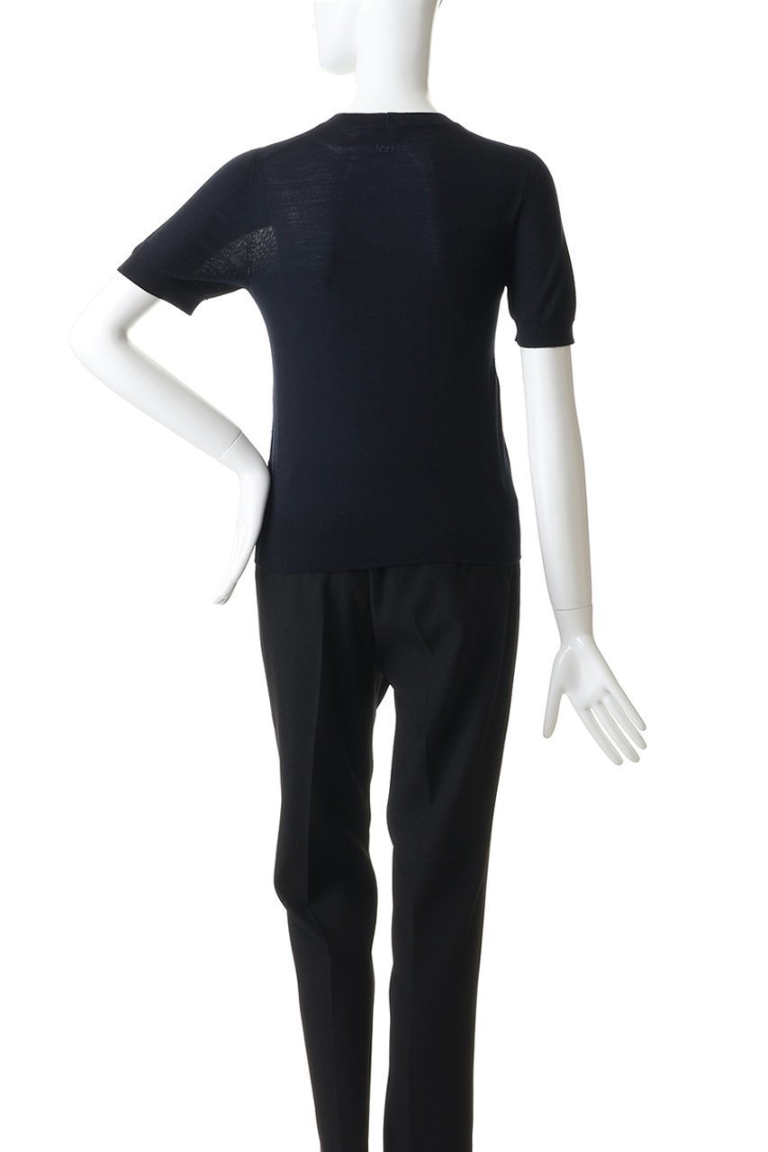 【ヌメロ ヴェントゥーノ/N°21】のスワン ショートスリーブニット 人気、トレンドファッション・服の通販 founy(ファニー) 　ファッション　Fashion　レディースファッション　Fashion for Women　トップス・カットソー　Cut & Sew Tops　ニット　Knit Tops & Sweaters　カジュアルプルオーバー・ニットトップス　Pullovers & Knit Tops / Casual Pullovers　カットオフ　Cut-Off Design　カーゴパンツ　Cargo Pants, Utility Pants　グラフィック　Graphic, Graphic Design　コンパクト　Compact, Small Size　デニム　Denim, Jeans Material　フロント　Front, Front Design　ボトム　Bottoms, Lower Wear　モチーフ　Motif, Design Theme　ワイド　Wide, Wide Fit　夏　Summer　新作・新入荷　New Arrivals / New In　other-4|ID: prp329100004942697 ipo3291000000037097072