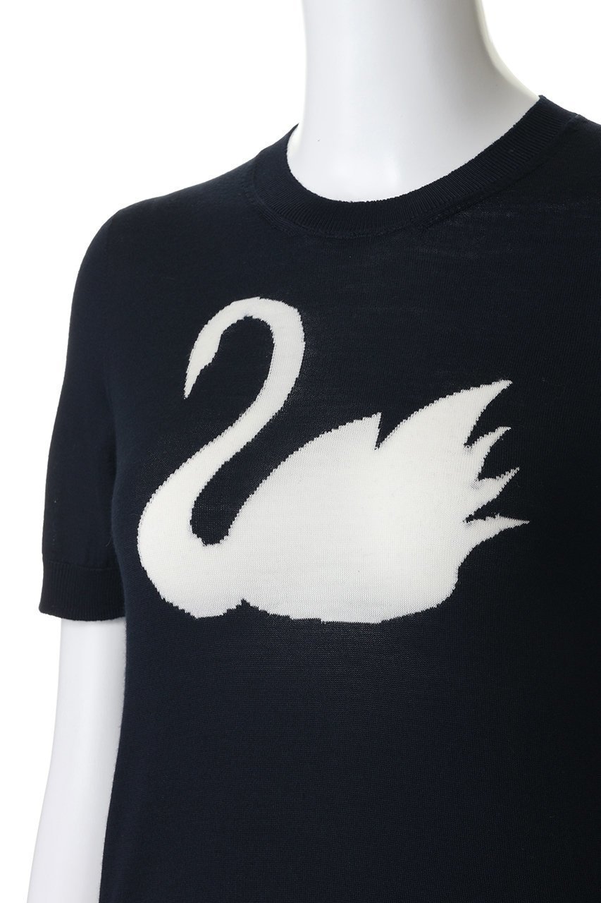 【ヌメロ ヴェントゥーノ/N°21】のスワン ショートスリーブニット 人気、トレンドファッション・服の通販 founy(ファニー) 　ファッション　Fashion　レディースファッション　Fashion for Women　トップス・カットソー　Cut & Sew Tops　ニット　Knit Tops & Sweaters　カジュアルプルオーバー・ニットトップス　Pullovers & Knit Tops / Casual Pullovers　カットオフ　Cut-Off Design　カーゴパンツ　Cargo Pants, Utility Pants　グラフィック　Graphic, Graphic Design　コンパクト　Compact, Small Size　デニム　Denim, Jeans Material　フロント　Front, Front Design　ボトム　Bottoms, Lower Wear　モチーフ　Motif, Design Theme　ワイド　Wide, Wide Fit　夏　Summer　新作・新入荷　New Arrivals / New In　other-5|ID: prp329100004942697 ipo3291000000037097073