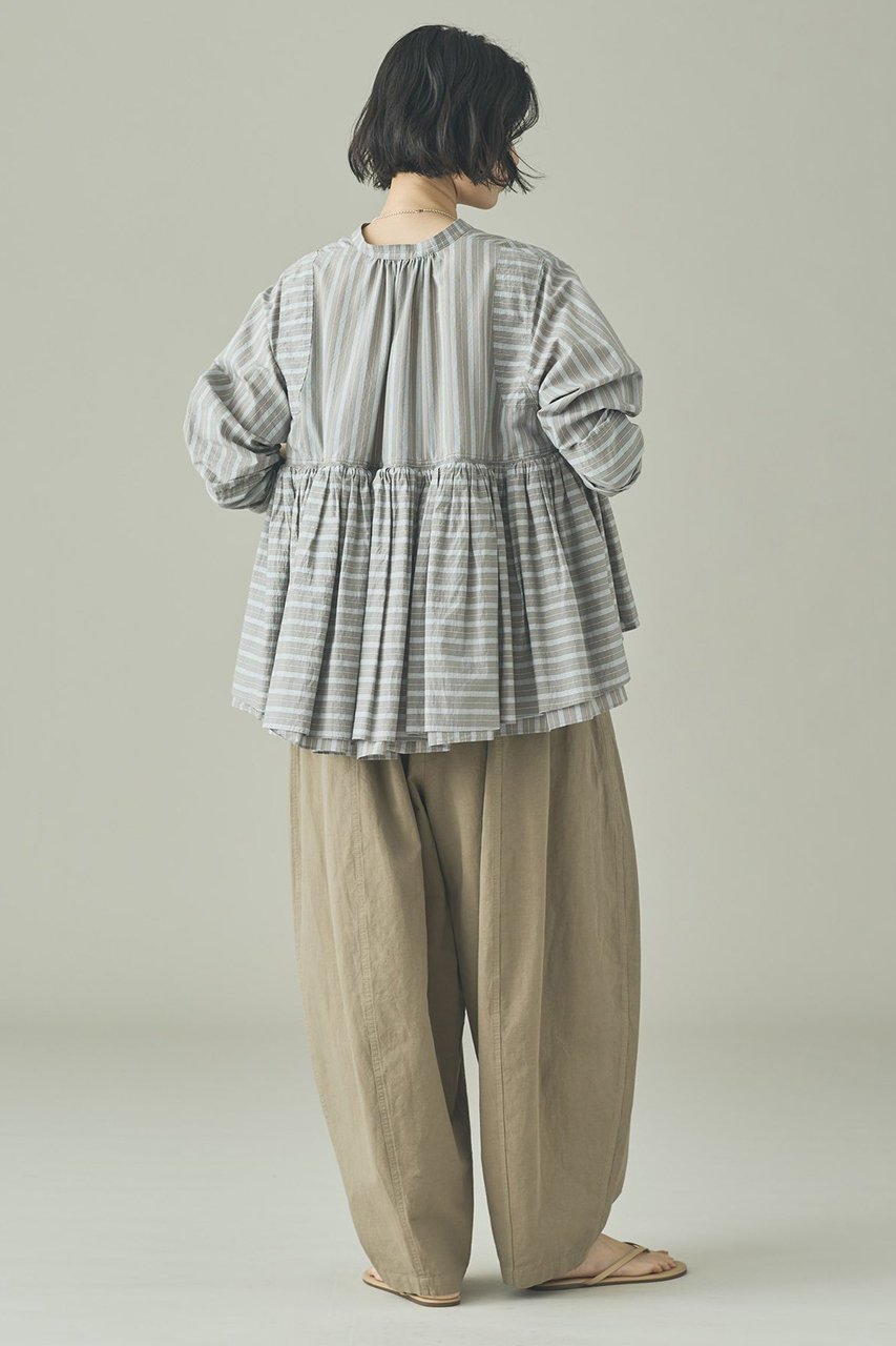 【カレンソロジー/Curensology】のストライプレイヤードギャザーブラウス 人気、トレンドファッション・服の通販 founy(ファニー) 　ファッション　Fashion　レディースファッション　Fashion for Women　トップス・カットソー　Cut & Sew Tops　シャツ・ブラウス・オフィスカジュアル　Elegant Blouses & Button-Ups　エアリー　Airy Texture　ギャザー　Gathered, Ruffled　ショート　Short, Short Length　スタイリッシュ　Stylish, Fashionable　ストライプ　Stripe, Striped Pattern　スリーブ　Sleeve, Long Sleeve / Short Sleeve　ランダム　Random, Irregular　再入荷　Restock / Back in Stock　春　Spring　other-7|ID: prp329100004942703 ipo3291000000037097138