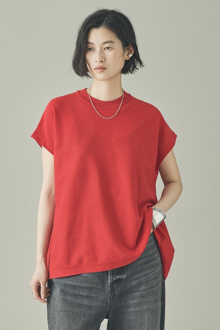 【カレンソロジー/Curensology】のニットフレアトップス インテリア・キッズ・メンズ・レディースファッション・服の通販 founy(ファニー) 　ファッション　Fashion　レディースファッション　Fashion for Women　トップス・カットソー　Cut & Sew Tops　ニット　Knit Tops & Sweaters　カジュアルプルオーバー・ニットトップス　Pullovers & Knit Tops / Casual Pullovers　カーゴパンツ　Cargo Pants, Utility Pants　サマー　Summer, Summer Style　シアー　Sheer, See-Through　シンプル　Simple, Minimal　スリーブ　Sleeve, Long Sleeve / Short Sleeve　デニム　Denim, Jeans Material　フレンチ　French, French Style　ラグジュアリー　Luxury, Elegant　再入荷　Restock / Back in Stock　夏　Summer　レッド|ID: prp329100004942706 ipo3291000000037097168