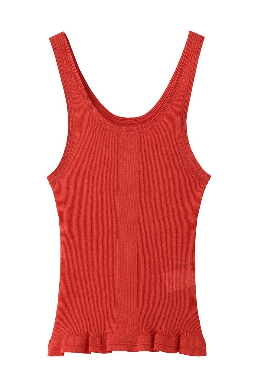 【プランク プロジェクト/PRANK PROJECT】のシアーリブフリルヘムニットタンク インテリア・キッズ・メンズ・レディースファッション・服の通販 founy(ファニー) 　ファッション　Fashion　レディースファッション　Fashion for Women　トップス・カットソー　Cut & Sew Tops　ニット　Knit Tops & Sweaters　キャミソール&ノースリーブ　Camisoles & Sleeveless Tops　シャツ・ブラウス・オフィスカジュアル　Elegant Blouses & Button-Ups　ロングTシャツ・Tシャツ　Longline T-Shirts & Tees　カットソー・ベーシックTシャツ　Cut-and-Sewn Tops / Stretch Tees & Basics　インナー　Innerwear　キャミソール　Camisole, Spaghetti Strap Top　シアー　Sheer, See-Through　ジャケット　Jacket, Outerwear　タンク　Tank Top, Sleeveless Top　フィット　Fit, Slim Fit　フリル　Frill, Ruffle　夏　Summer　新作・新入荷　New Arrivals / New In　春　Spring　秋　Autumn　RED(レッド)|ID: prp329100004942882 ipo3291000000037099853
