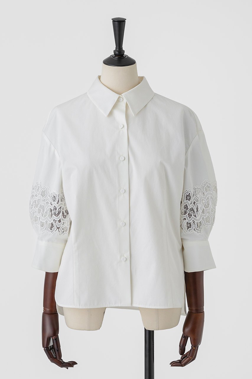 【オーヴィル/EAUVIRE】のレーススリーブシャツ 人気、トレンドファッション・服の通販 founy(ファニー) 　ファッション　Fashion　レディースファッション　Fashion for Women　トップス・カットソー　Cut & Sew Tops　シャツ・ブラウス・オフィスカジュアル　Elegant Blouses & Button-Ups　エレガント 上品　Elegant　サテン　Satin, Glossy Fabric　スリーブ　Sleeve, Long Sleeve / Short Sleeve　フランス　France, French　レース　Lace, Lace Fabric　ロング　Long, Long-Length　別注　Limited Edition, Custom Order　新作・新入荷　New Arrivals / New In　 other-1|ID: prp329100004942895 ipo3291000000037099943