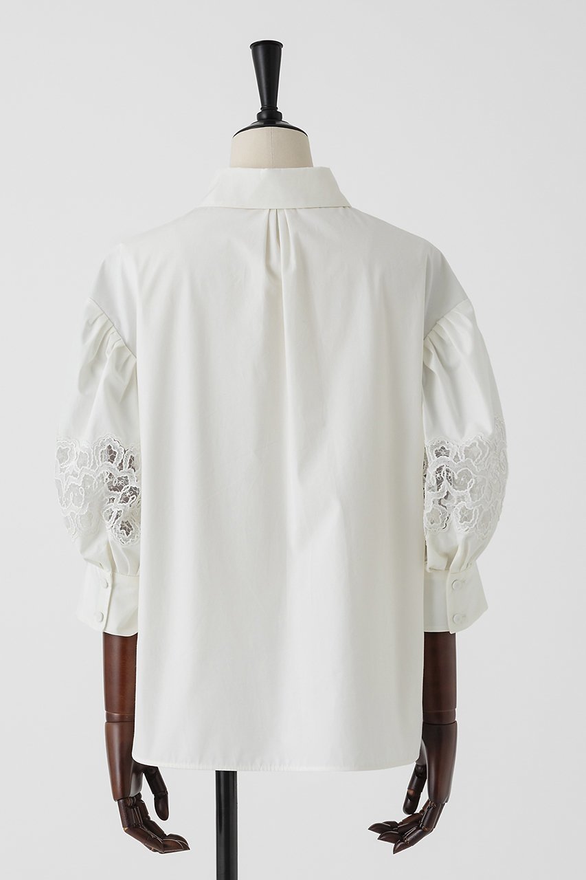 【オーヴィル/EAUVIRE】のレーススリーブシャツ 人気、トレンドファッション・服の通販 founy(ファニー) 　ファッション　Fashion　レディースファッション　Fashion for Women　トップス・カットソー　Cut & Sew Tops　シャツ・ブラウス・オフィスカジュアル　Elegant Blouses & Button-Ups　エレガント 上品　Elegant　サテン　Satin, Glossy Fabric　スリーブ　Sleeve, Long Sleeve / Short Sleeve　フランス　France, French　レース　Lace, Lace Fabric　ロング　Long, Long-Length　別注　Limited Edition, Custom Order　新作・新入荷　New Arrivals / New In　other-3|ID: prp329100004942895 ipo3291000000037099947