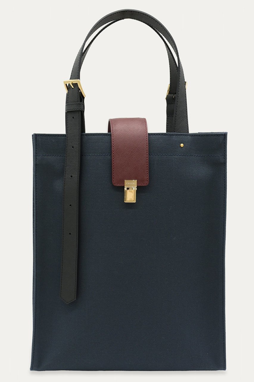 【クルニ/CULLNI】のLeather Flap アジャスタブル ベルト キャンバス トートバッグ インテリア・キッズ・メンズ・レディースファッション・服の通販 founy(ファニー) 　ファッション　Fashion　レディースファッション　Fashion for Women　バッグ　Bags　ベルト&ウエストマーク　Belts & Waist Accessories　ユニセックス　Unisex, Genderless　キャンバス　Canvas, Canvas Fabric　コンパクト　Compact, Small Size　フラップ　Flap, Flap Pocket　ポケット　Pocket, Pocket Detail　新作・新入荷　New Arrivals / New In　ネイビー×バーガンディー|ID: prp329100004942898 ipo3291000000037099976
