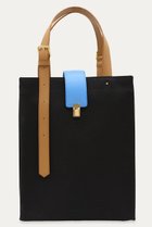 【クルニ/CULLNI】のLeather Flap アジャスタブル ベルト キャンバス トートバッグ ブラック×アジュール|ID: prp329100004942898 ipo3291000000037099977