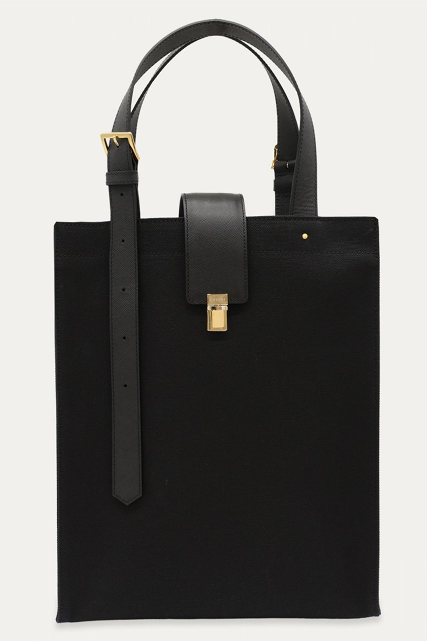 【クルニ/CULLNI】のLeather Flap アジャスタブル ベルト キャンバス トートバッグ インテリア・キッズ・メンズ・レディースファッション・服の通販 founy(ファニー) 　ファッション　Fashion　レディースファッション　Fashion for Women　バッグ　Bags　ベルト&ウエストマーク　Belts & Waist Accessories　ユニセックス　Unisex, Genderless　キャンバス　Canvas, Canvas Fabric　コンパクト　Compact, Small Size　フラップ　Flap, Flap Pocket　ポケット　Pocket, Pocket Detail　新作・新入荷　New Arrivals / New In　ブラック|ID: prp329100004942898 ipo3291000000037099978