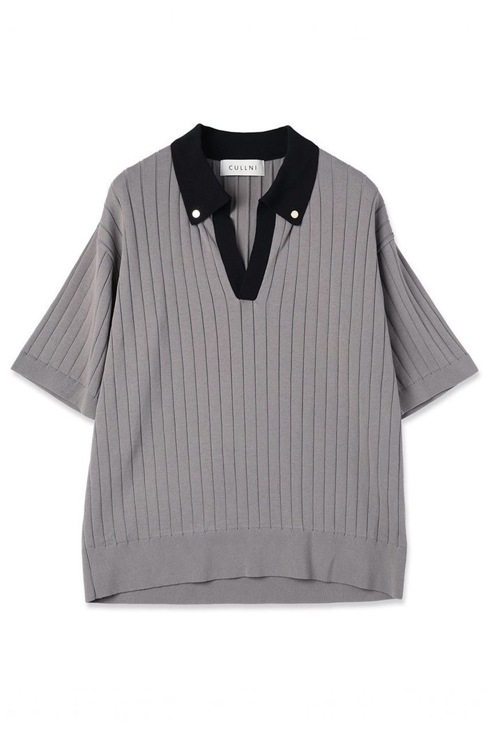 【クルニ/CULLNI】の【UNISEX】ワイド リブ スキッパー カラー ショートスリーブ ニット インテリア・キッズ・メンズ・レディースファッション・服の通販 founy(ファニー) https://founy.com/ ファッション Fashion レディースファッション Fashion for Women トップス・カットソー Cut & Sew Tops ニット Knit Tops & Sweaters カジュアルプルオーバー・ニットトップス Pullovers & Knit Tops / Casual Pullovers ユニセックス Unisex, Genderless エアリー Airy Texture ショート Short, Short Length スキッパー Skipper, Open Collar スリーブ Sleeve, Long Sleeve / Short Sleeve ワイド Wide, Wide Fit エレガント 上品 Elegant 新作・新入荷 New Arrivals / New In |ID: prp329100004942899 ipo3291000000037099985