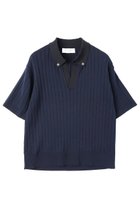 【クルニ/CULLNI】の【UNISEX】ワイド リブ スキッパー カラー ショートスリーブ ニット 人気、トレンドファッション・服の通販 founy(ファニー) ファッション Fashion レディースファッション Fashion for Women トップス・カットソー Cut & Sew Tops ニット Knit Tops & Sweaters カジュアルプルオーバー・ニットトップス Pullovers & Knit Tops / Casual Pullovers ユニセックス Unisex, Genderless エアリー Airy Texture ショート Short, Short Length スキッパー Skipper, Open Collar スリーブ Sleeve, Long Sleeve / Short Sleeve ワイド Wide, Wide Fit エレガント 上品 Elegant 新作・新入荷 New Arrivals / New In thumbnail ダリーネイビー|ID: prp329100004942899 ipo3291000000037099987