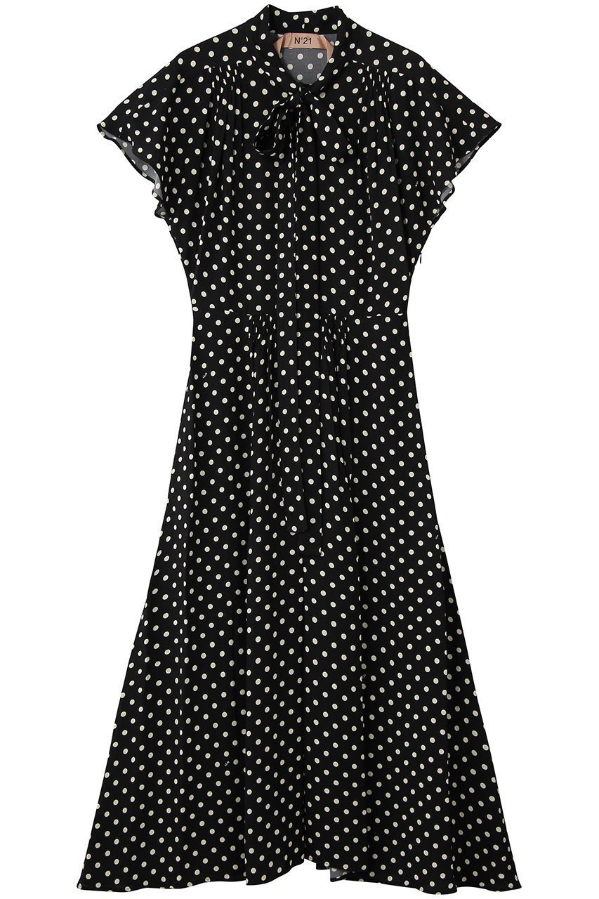 【ヌメロ ヴェントゥーノ/N°21】のドット プリント ドレス 人気、トレンドファッション・服の通販 founy(ファニー) 　ファッション　Fashion　レディースファッション　Fashion for Women　ワンピース　Dresses　フォーマル・パーティードレス・結婚式用ドレス　Elegant & Casual Dresses　チュニック　Tunic Tops & Dresses　クラシカル　Classical, Vintage-Inspired　チュニック　Tunic, Long Top　ドット　Polka Dot, Dot Pattern　ドレス　Dress, One-Piece　パーティ　Party, Party Style　フェミニン　Feminine, Girly　プリント　Print, Printed Pattern　リボン　Ribbon, Bow　ロング　Long, Long-Length　新作・新入荷　New Arrivals / New In　 other-1|ID: prp329100004942935 ipo3291000000037100232