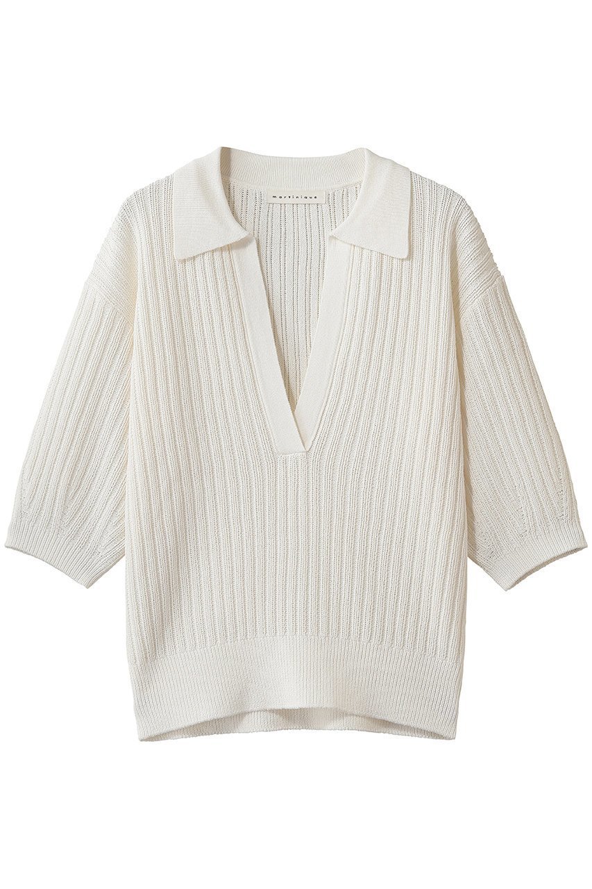 【マルティニーク/martinique】のローゲージポロ インテリア・キッズ・メンズ・レディースファッション・服の通販 founy(ファニー) 　ファッション　Fashion　レディースファッション　Fashion for Women　トップス・カットソー　Cut & Sew Tops　ニット　Knit Tops & Sweaters　カジュアルプルオーバー・ニットトップス　Pullovers & Knit Tops / Casual Pullovers　クラシック　Classic, Timeless Style　サマー　Summer, Summer Style　スキッパー　Skipper, Open Collar　リラックス　Relax, Relaxed Fit　エレガント 上品　Elegant　新作・新入荷　New Arrivals / New In　ホワイト|ID: prp329100004942942 ipo3291000000037100287