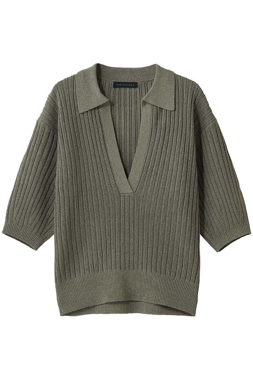 【マルティニーク/martinique】のローゲージポロ インテリア・キッズ・メンズ・レディースファッション・服の通販 founy(ファニー) 　ファッション　Fashion　レディースファッション　Fashion for Women　トップス・カットソー　Cut & Sew Tops　ニット　Knit Tops & Sweaters　カジュアルプルオーバー・ニットトップス　Pullovers & Knit Tops / Casual Pullovers　クラシック　Classic, Timeless Style　サマー　Summer, Summer Style　スキッパー　Skipper, Open Collar　リラックス　Relax, Relaxed Fit　エレガント 上品　Elegant　新作・新入荷　New Arrivals / New In　カーキ|ID: prp329100004942942 ipo3291000000037100288