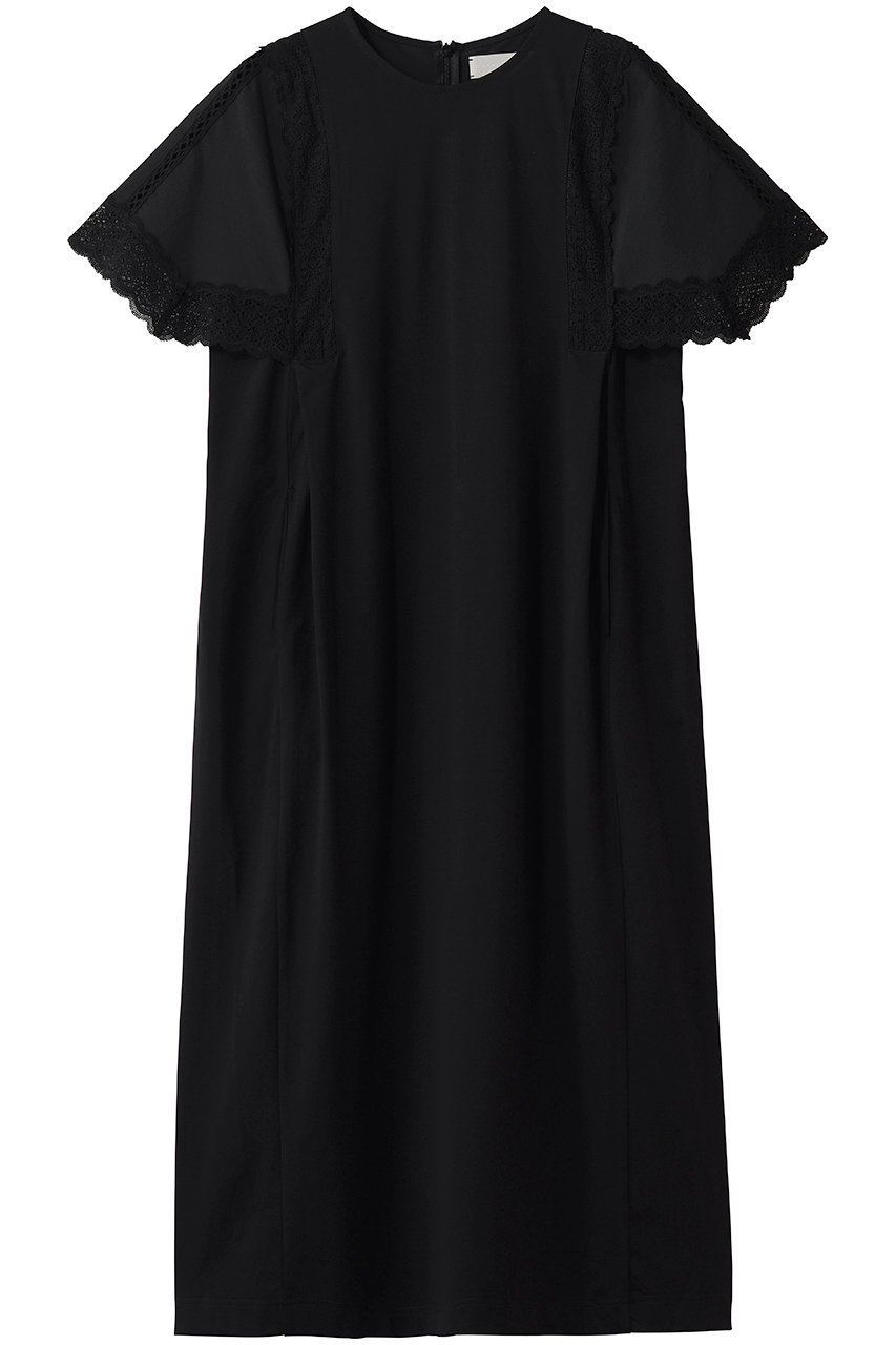 【マリリンムーン/MARILYN MOON】のレースハンカチーフスリーブワンピース インテリア・キッズ・メンズ・レディースファッション・服の通販 founy(ファニー) 　ファッション　Fashion　レディースファッション　Fashion for Women　ワンピース　Dresses　チュニック　Tunic Tops & Dresses　エレガント 上品　Elegant　カットソー　Cut and Sewn Top　スリーブ　Sleeve, Long Sleeve / Short Sleeve　チュニック　Tunic, Long Top　ハンカチ　Handkerchief, Hanky　バランス　Balance, Style Balance　モダン　Modern, Contemporary　レース　Lace, Lace Fabric　ロング　Long, Long-Length　夏　Summer　新作・新入荷　New Arrivals / New In　透かし　Cut-Out, Lacework　ブラック|ID: prp329100004942943 ipo3291000000037100294