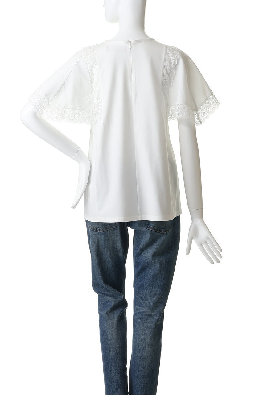 【マリリンムーン/MARILYN MOON】のレースハンカチーフスリーブトップス 人気、トレンドファッション・服の通販 founy(ファニー) 　ファッション　Fashion　レディースファッション　Fashion for Women　トップス・カットソー　Cut & Sew Tops　シャツ・ブラウス・オフィスカジュアル　Elegant Blouses & Button-Ups　ロングTシャツ・Tシャツ　Longline T-Shirts & Tees　カットソー・ベーシックTシャツ　Cut-and-Sewn Tops / Stretch Tees & Basics　エレガント 上品　Elegant　ショート　Short, Short Length　シンプル　Simple, Minimal　スリーブ　Sleeve, Long Sleeve / Short Sleeve　ハンカチ　Handkerchief, Hanky　バランス　Balance, Style Balance　ボトム　Bottoms, Lower Wear　モダン　Modern, Contemporary　レース　Lace, Lace Fabric　夏　Summer　新作・新入荷　New Arrivals / New In　透かし　Cut-Out, Lacework　other-4|ID: prp329100004942944 ipo3291000000037100304