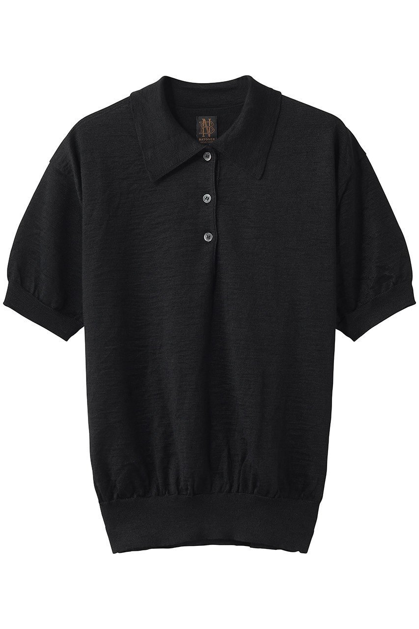 【バトナー/BATONER】のCHOMA ポロ ショート スリーブ インテリア・キッズ・メンズ・レディースファッション・服の通販 founy(ファニー) 　ファッション　Fashion　レディースファッション　Fashion for Women　トップス・カットソー　Cut & Sew Tops　ニット　Knit Tops & Sweaters　カジュアルプルオーバー・ニットトップス　Pullovers & Knit Tops / Casual Pullovers　シアー　Sheer, See-Through　ショート　Short, Short Length　スリーブ　Sleeve, Long Sleeve / Short Sleeve　マニッシュ　Mannish, Boyish　新作・新入荷　New Arrivals / New In　ブラック|ID: prp329100004942962 ipo3291000000037100405