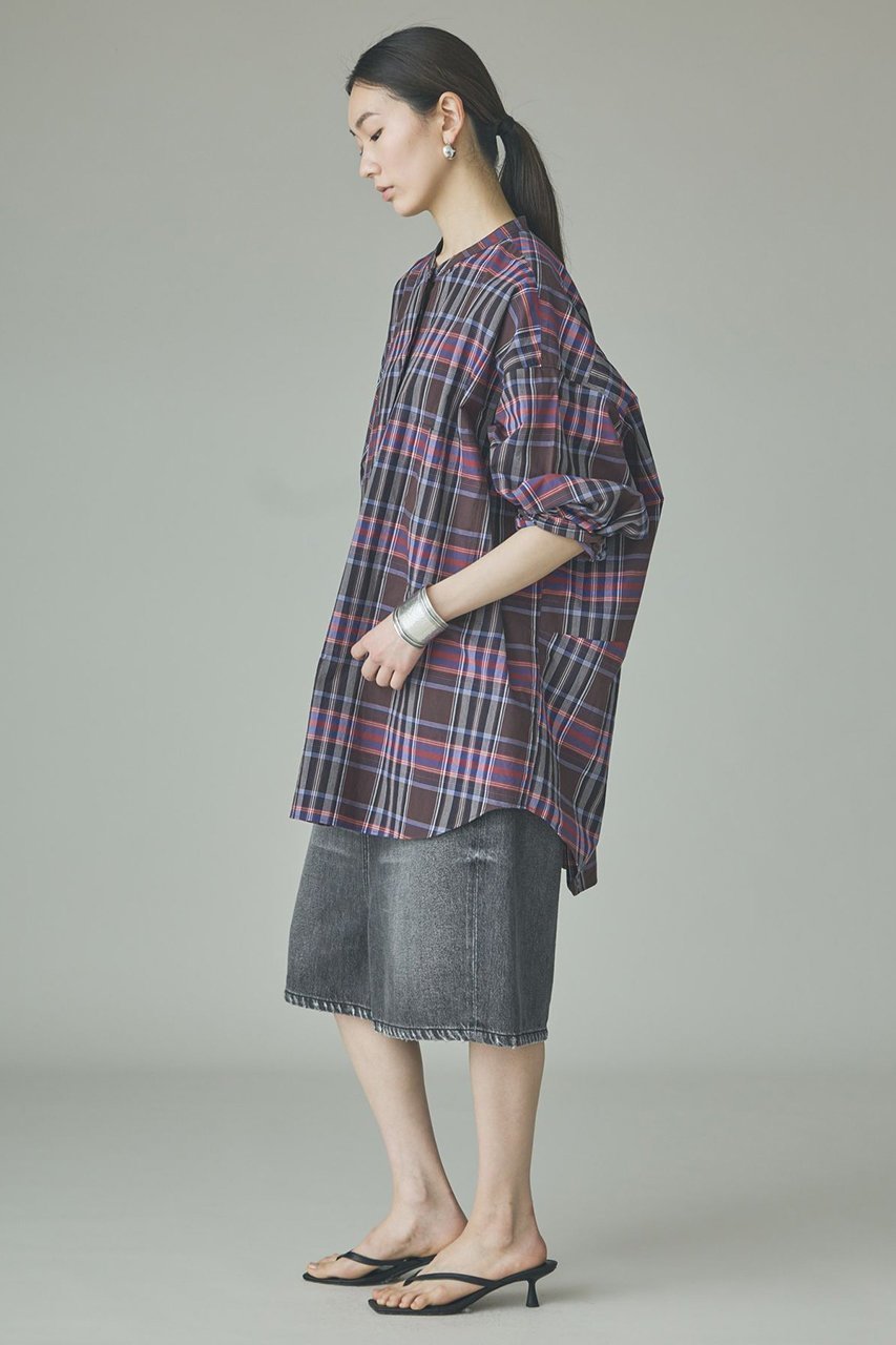 【カレンソロジー/Curensology】のコットンチェックビッグシャツ 人気、トレンドファッション・服の通販 founy(ファニー) 　ファッション　Fashion　レディースファッション　Fashion for Women　トップス・カットソー　Cut & Sew Tops　シャツ・ブラウス・オフィスカジュアル　Elegant Blouses & Button-Ups　おすすめ　Recommended / Our Picks　シンプル　Simple, Minimal　スリーブ　Sleeve, Long Sleeve / Short Sleeve　チェック　Check, Plaid, Tartan　フォルム　Silhouette, Form　ロング　Long, Long-Length　エレガント 上品　Elegant　新作・新入荷　New Arrivals / New In　other-5|ID: prp329100004942969 ipo3291000000037100461