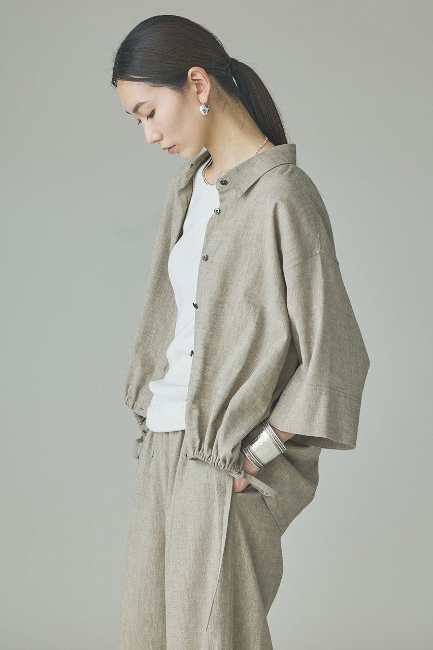 【カレンソロジー/Curensology】のリネンミックスドロストシャツ 人気、トレンドファッション・服の通販 founy(ファニー) 　ファッション　Fashion　レディースファッション　Fashion for Women　トップス・カットソー　Cut & Sew Tops　シャツ・ブラウス・オフィスカジュアル　Elegant Blouses & Button-Ups　おすすめ　Recommended / Our Picks　ショート　Short, Short Length　ストレッチ　Stretch, Stretchy Fabric　スリーブ　Sleeve, Long Sleeve / Short Sleeve　セットアップ　Set-Up, Coordinated Outfit　フィット　Fit, Slim Fit　リネン　Linen, Linen Fabric　人気　Popular, Best Seller　新作・新入荷　New Arrivals / New In　other-3|ID: prp329100004942970 ipo3291000000037100470